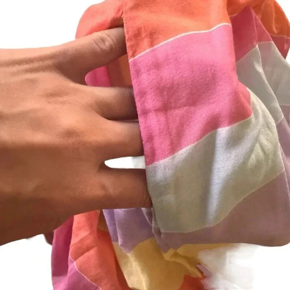 Tara Jarmon Stripey Midi Dress V-neck Colorful Rainbow Stripes Size 38 RTR - Picture 11 of 13